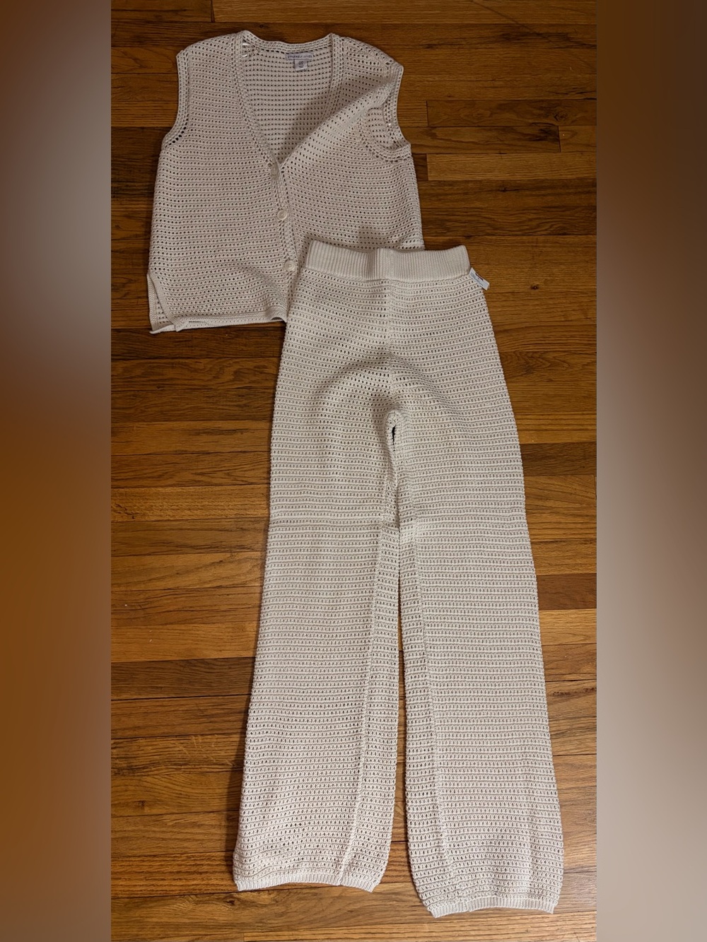 Sincerely Jules 2-Piece Crochet Knit Set - Vest & Wide Leg Pants M⁠